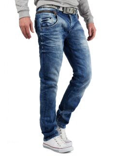 Cipo & Baxx Slim Fit Jeans Herren Stonewashed CD394 Blue W29/L32