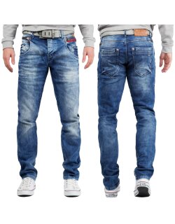 Cipo & Baxx Slim Fit Jeans Herren Stonewashed CD394 Blue W34/L32