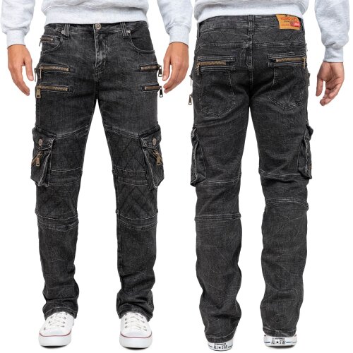 Kosmo Lupo Regular Fit Jeans Herren Stonewashed KM060 Black W33/L32