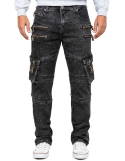 Kosmo Lupo Regular Fit Jeans Herren Stonewashed KM060 Black W33/L32