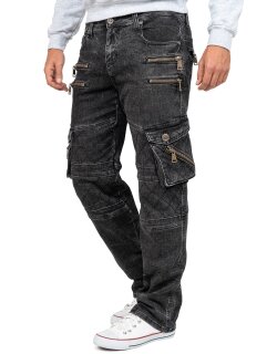 Kosmo Lupo Regular Fit Jeans Herren Stonewashed KM060 Black W33/L32
