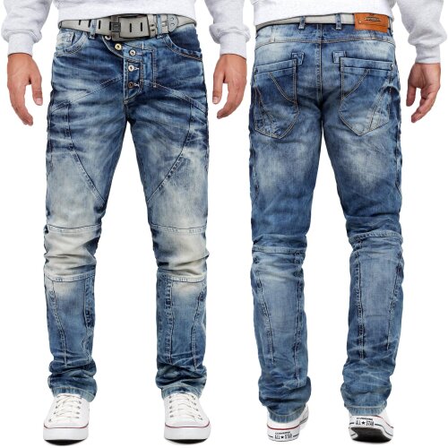 Cipo & Baxx regular fit Jeans Herren Stonewashed CD346 Blue W30/L32