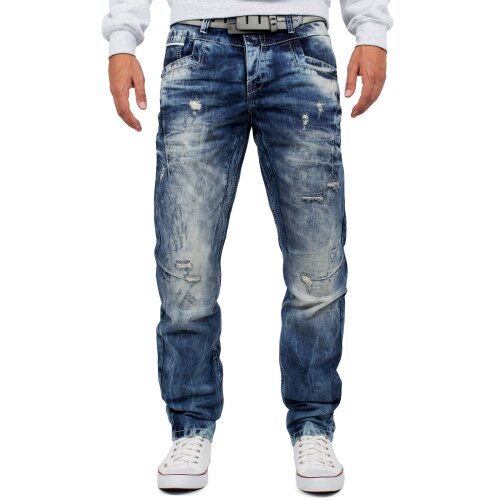 Cipo & Baxx regular fit Jeans Herren Stonewashed CD104 Blue W36/L34