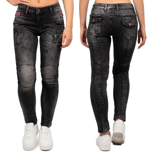 Cipo & Baxx slim fit Jeans Damen Stonewashed WD358 Black W29/L32