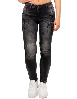 Cipo & Baxx slim fit Jeans Damen Stonewashed WD358 Black W29/L32