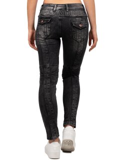 Cipo & Baxx slim fit Jeans Damen Stonewashed WD358 Black W29/L32