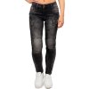 Cipo & Baxx slim fit Jeans Damen Stonewashed WD358 Black W29/L32