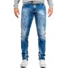 Cipo & Baxx straight fit Jeans Herren Stonewashed CD319 Blue W34/L32