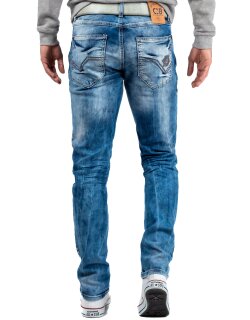 Cipo & Baxx straight fit Jeans Herren Stonewashed CD319 Blue W36/L32