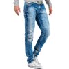 Cipo & Baxx straight fit Jeans Herren Stonewashed CD319 Blue W36/L32