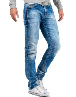 Cipo & Baxx straight fit Jeans Herren Stonewashed CD319 Blue W36/L34