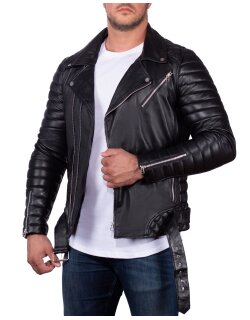 Reichstadt Slim Fit Kunstleder Jacke Silver Zipper RS001X PU