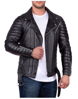 Reichstadt Slim Fit Kunstleder Jacke Silver Zipper RS001X PU