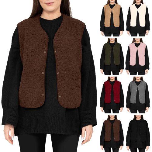 Reichstadt Relaxed Fit Teddy Weste Knopfleiste   25RSW098