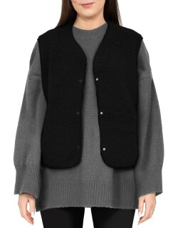 Reichstadt Relaxed Fit Teddy Weste Knopfleiste   25RSW098
