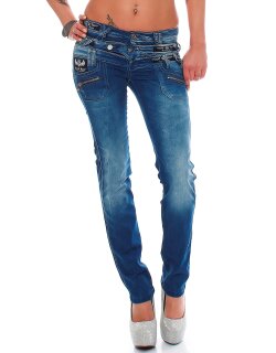 Cipo & Baxx Straight Fit Jeans Damen Stonewashed CBW0282 Blue W29/L32