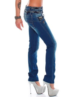 Cipo & Baxx Straight Fit Jeans Damen Stonewashed CBW0282 Blue W29/L32