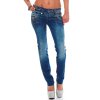 Cipo & Baxx Straight Fit Jeans Damen Stonewashed CBW0282 Blue W30/L32