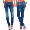 Cipo & Baxx Straight Fit Jeans Damen Stonewashed CBW0282 Blue W30/L34
