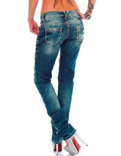 Cipo & Baxx Slim Fit Jeans Damen Stonewashed WD153 Blue W28/L32