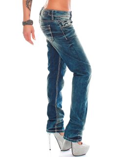 Cipo & Baxx Slim Fit Jeans Damen Stonewashed WD153 Blue W30/L34