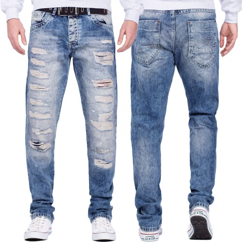 Cipo & Baxx regular fit Jeans Herren Stonewashed CD131 Blue W30/L32