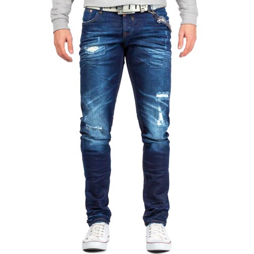 Cipo & Baxx slim fit Jeans Herren Stonewashed CD392 Blue W30/L32