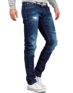 Cipo & Baxx slim fit Jeans Herren Stonewashed CD392 Blue W30/L34