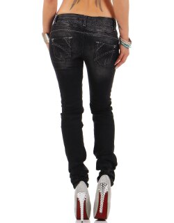 Cipo & Baxx Slim Fit Jeans Damen Stonewashed CBW0655 Black W31/L32