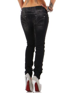Cipo & Baxx Slim Fit Jeans Damen Stonewashed CBW0655 Black W26/L34