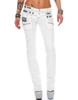 Cipo & Baxx Regular Fit Jeans Damen Mid Waist CBW0245 White W25/L32