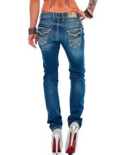 Cipo & Baxx slim fit Jeans Damen Stonewashed WD201 Blue W27/L32