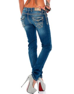Cipo & Baxx slim fit Jeans Damen Stonewashed WD201 Blue W30/L34