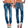 Cipo & Baxx slim fit Jeans Damen Stonewashed WD201 Blue W30/L34