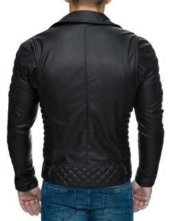 Reichstadt Slim Fit Kunstleder Jacke Silver Zipper RS001PU Black S