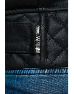 Reichstadt Slim Fit Kunstleder Jacke Silver Zipper RS001PU Black S