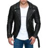 Reichstadt Slim Fit Kunstleder Jacke Silver Zipper RS001PU Black M