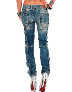Cipo & Baxx slim fit Jeans Damen Stonewashed WD175 Blue W28/L30