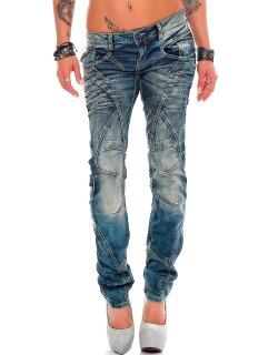 Cipo & Baxx slim fit Jeans Damen Stonewashed WD175 Blue W29/L30