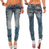 Cipo & Baxx Regular Fit Jeans Damen Stonewashed  WD222 Blue W27/L32