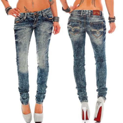 Cipo & Baxx Regular Fit Jeans Damen Stonewashed  WD222 Blue W28/L32