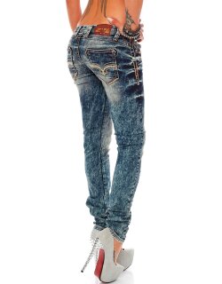 Cipo & Baxx Regular Fit Jeans Damen Stonewashed  WD222 Blue W28/L32
