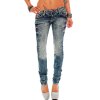 Cipo & Baxx Regular Fit Jeans Damen Stonewashed  WD222 Blue W29/L32