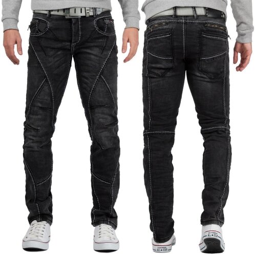 Cipo & Baxx straight fit Jeans Herren Stonewashed CD288 Black W31/L32