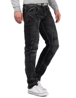 Cipo & Baxx straight fit Jeans Herren Stonewashed CD288 Black W34/L32