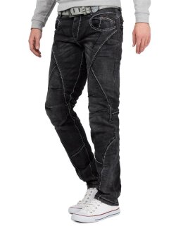Cipo & Baxx straight fit Jeans Herren Stonewashed CD288 Black W38/L32