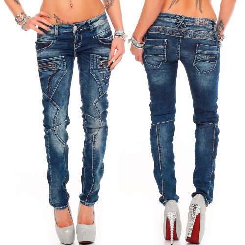 Cipo & Baxx Slim Fit Jeans Damen Stonewashed  WD200B Blue W30/L32