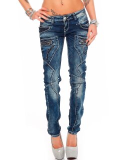 Cipo & Baxx Slim Fit Jeans Damen Stonewashed  WD200B Blue W30/L32