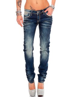 Cipo & Baxx Slim Fit Jeans Damen Stonewashed  WD256 Blue W28/L32