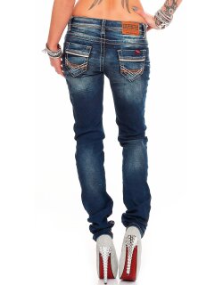Cipo & Baxx Slim Fit Jeans Damen Stonewashed  WD256 Blue W28/L32